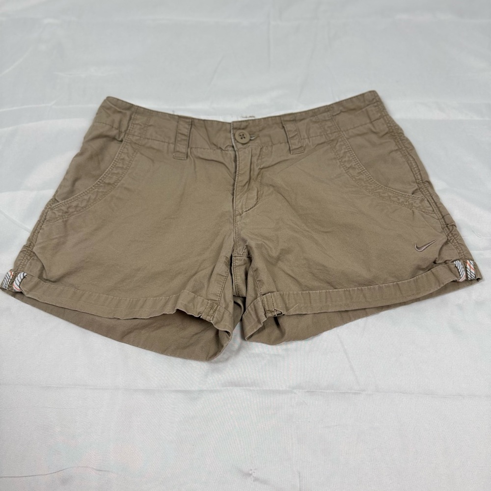 Nike Khaki Chino Shorts Low Rise Preppy Y2K Mini Cuffed